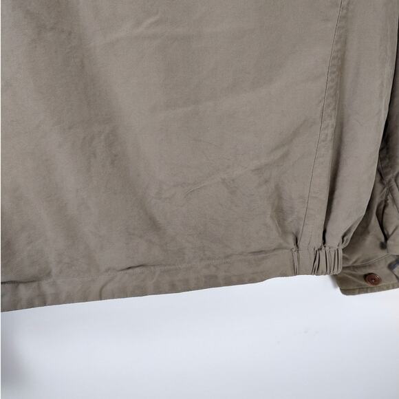 VTG Nautica Bomber Jacket Sz XL Beige Cotton Reversible Green Fleece Mens pocket - Picture 6 of 8